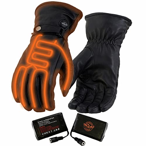 Milwaukee Leather MG7519SET Men’s Black Heated ‘Fashion Gloves’ with i-Touch Technology (Rechargeable Battery Pack Included) (X-Large)
