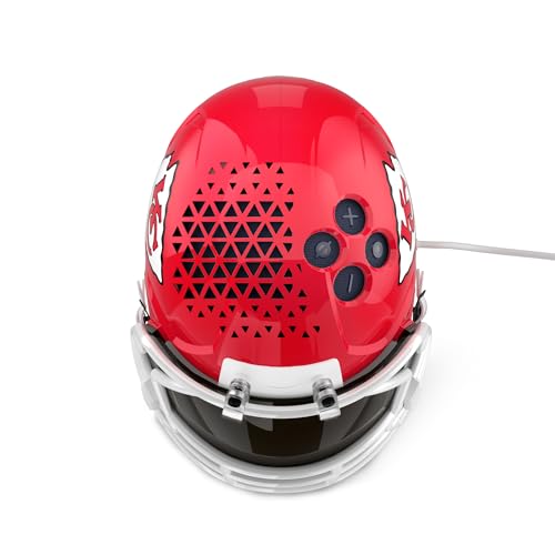 Image of NFL Echo Dot Bundle: Includes Echo Dot | Deep Sea Blue and Limited-Edition NFL Helmet Stand | Kansas City Chiefs