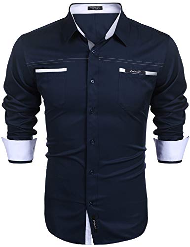 COOFANDY Herren Hemd Langarm Regular fit Kentkragen Brusttasche bügelfrei Langarmhemd Herrenhemden Freizeit Business Party