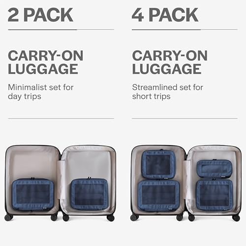 Image of Aerotrunk Compression Packing Cubes for Travel - Luggage Organizer Bags - Double Zipper Packing Cubes for Suitcases (2-Pack, Dark Blue)