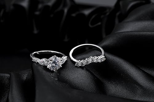 Moissanite Wedding Rings Bridal Set 4.63cttw(3CT Center Stone) D Color VVS1 Clarity Round Brilliant Cut Moissanite S925 Sterling Silver Engagement Rings for Women with Certificate4