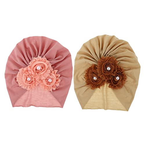 2Pcs Turban Caps Decorative Cotton Headwear for Wrinkle Resistant Comfortable for Family Gatherings Parties Stylish Sun Protection for Boys Pink
