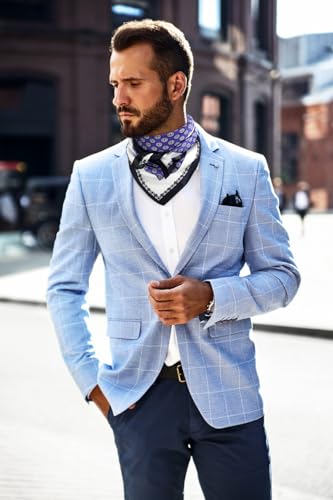 GERINLY Vintage Silk Feel Square Scarf for Men Satin Bandana Tiny Pattern Print Neckerchief Geometry Head Scarf4