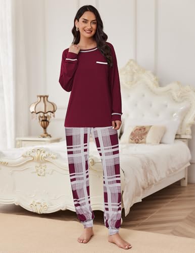 Image of Ekouaer Pajamas Set for Women Soft Comfy Pjs Sets Long Sleeve Sleepwear Loungewear S-XXL