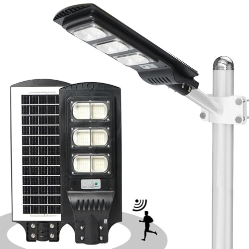 Image of Gigawatts 240 LED 90W Solar Street Light with Remote Control High Power 10Ah Battery Inbuilt 15W Solar Panel IP65 Water Resistant Outdoor Lamp for Wall Pathway Garden and Patio (1Pc, Cool White)