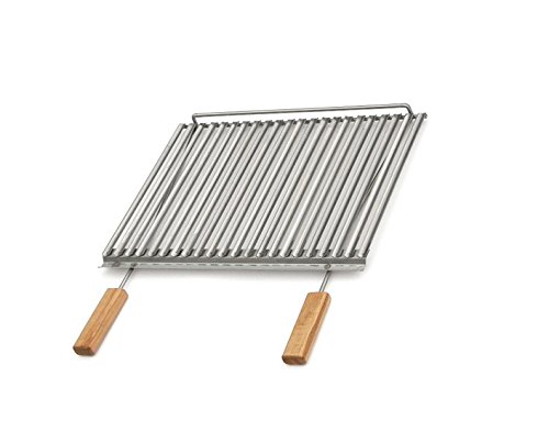 Sunday grill 400058-Sartén parrilla ecológica acero inoxidable Con asas de madera BIO-57 x 50 cm