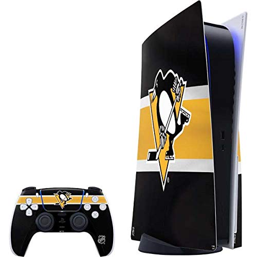 Skinit Decal Gaming Skin Compatible with PS5 Bundle - Officially Licensed NHL Pittsburgh Penguins Jersey Design