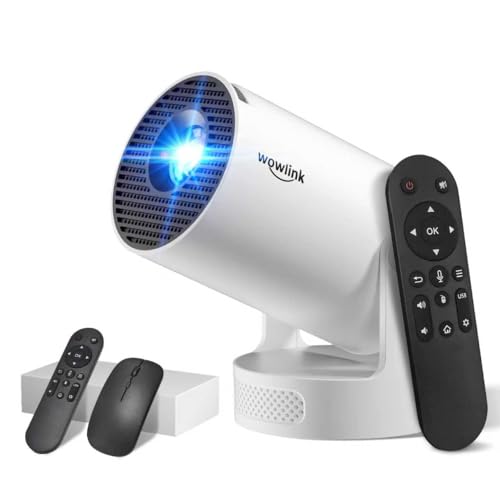 [Apps intégrées & 2026 Upgraded] Vidéoprojecteur avec WiFi 6 et Bluetooth 5.4 Mini Projecteur Supporte 4K 1080P Auto Keystone 180° Réglable Compatibile avec HDMI/TV Stick/Memory Stick/Laptop, Beige
