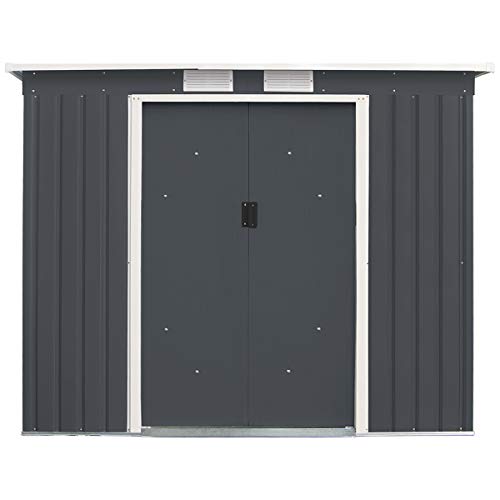 DREAMADE Gartenhaus Metall mit Fundament, Gerätehaus Gartenhäuse Geräteschuppen für Garten Outdoor, 213x130x173 cm… – Bild 5