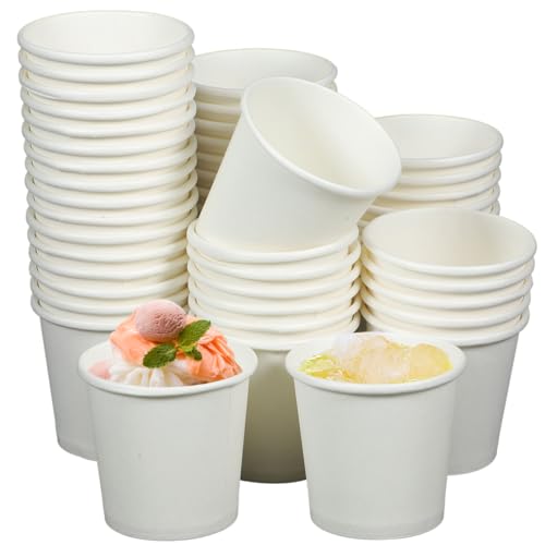 Garneck 100pcs 1 Oz Disposable Paper Cups: Mini Espresso and Mouthwash Cups White Small Paper Sample Serving Drink Containers for Coffee Sauce Rinse Home Office Party Event