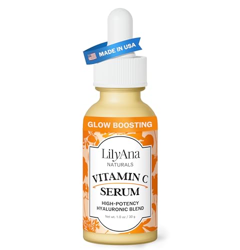 LilyAna Naturals Vitamin C Serum for Face with Hyaluronic Acid and Vitamin E, Anti Aging Serum, Reduces Age Spots and Sun Damage, Promotes Collagen and Elastin (1oz)