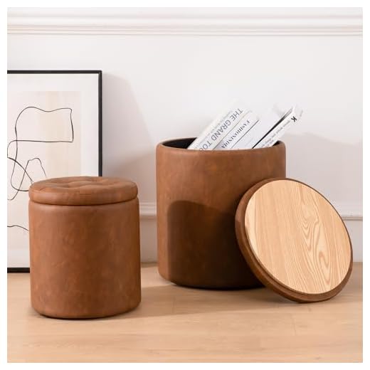 Set of 2 Round Storage Ottomans