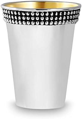 Zion Judaica .925 Sterling Silver Kiddush Cup Wine Goblet Bead Band - Optional Personalization (Not Personalized)