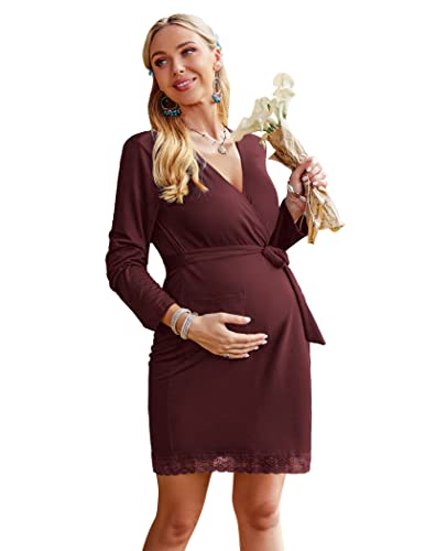 Image of Ekouaer Womens Maternity Robes Nursing Sleepwear Soft Nursing Bathrobes Long Sleeve Robe Labor Delivery Pregnancy Robe