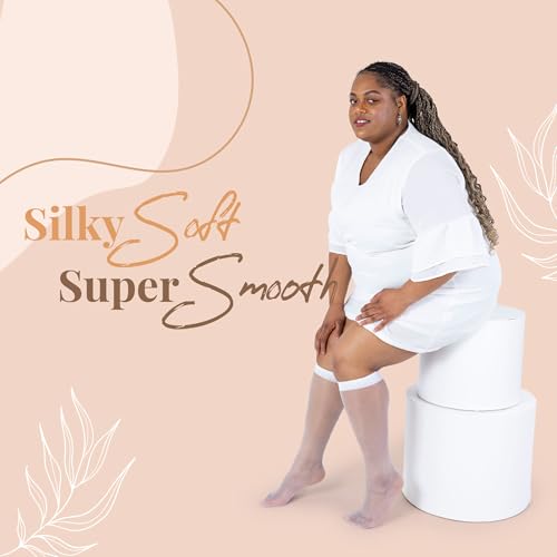 Silky Toes Plus size knee high sheer nylons for women, 6 Pairs socks Queen Trouser stockings for women with wide Calf4