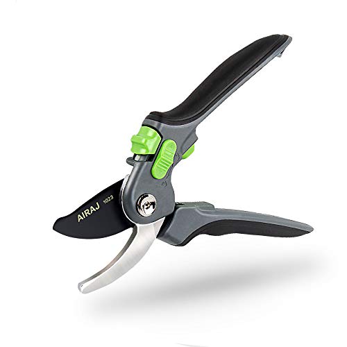 Preisvergleich Produktbild deepee Bypass Pflanzenschere mit Feder und scharfer Klinge aus Kohlenstoffstahl zum Beschneiden, Rutschfester Griff, Zwei Öffnungen, Max Schneid-Durchmesser 28 mm, Schwarz