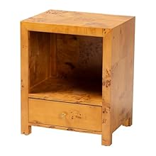 Overall: 17.70" W x 13.80" D x 21.70" H; Table Top Thickness: 1.60"; Bottom Drawer: 13.50" W x 10.00" D x 4.00" H; Top Storage Space: 17.00" W x 13.50" D x 13.20" H; Clearance(floor to bottom drawer): 2.20"H; Constructed from real mappa burl Wood, mi...