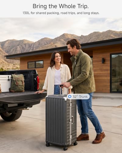 Image of LUGGEX Zipperless Checked Suitcase, Aluminum, Charcoal Metallic, 32 inch | Checked Luggage, 100% PC Hard Shell, 8010S Aluminum Frame, 8 Spinner Wheels, TSA Lock, Hard Shell, ZX-Core