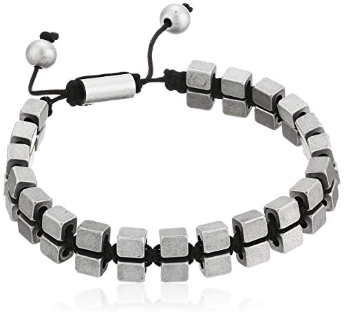 Steve Madden Men's Cube Bead Double Sided Adjustable Bracelet in Stainless Steel