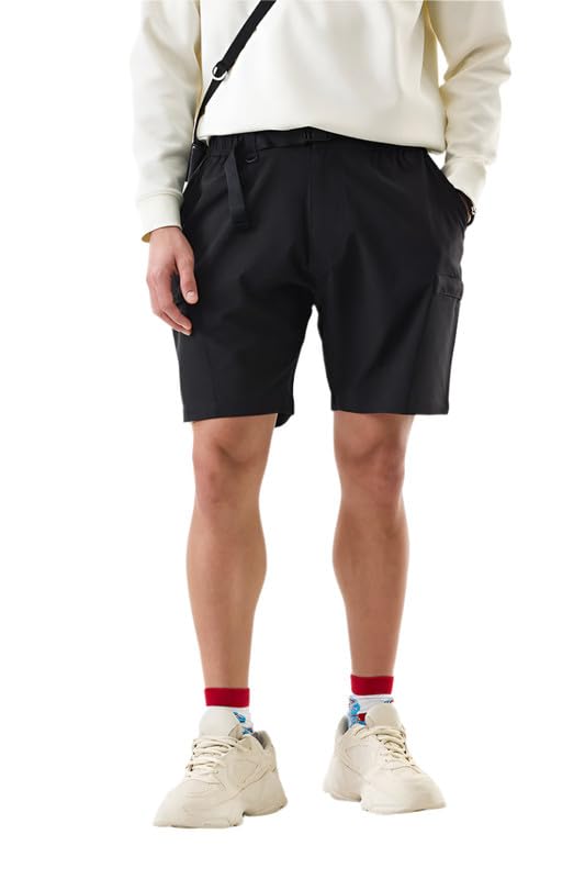 Image of SNITCH Men Casual Shorts | Ribbed Design with Regular Fit & Zip Closure | Durable Polyester Blend for Everyday Wear & Athletic Activities