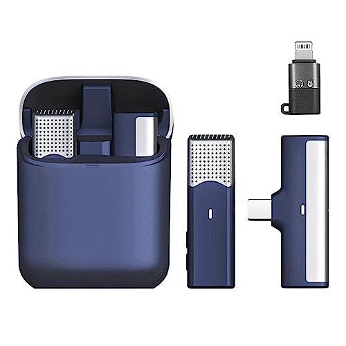 Image of Professional Grade SX-960 Wireless Mic for Type C Smartphones and iPhone Collar Microphone for YouTube Voice Recording Live Videos Reels Vlog ASMR Podcast Interview (Blue, ABS Body)