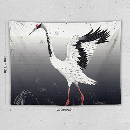 Tapisserie murale legere grue japonaise WSOIHFEC lavable et douce pour habillage esthetique - 2