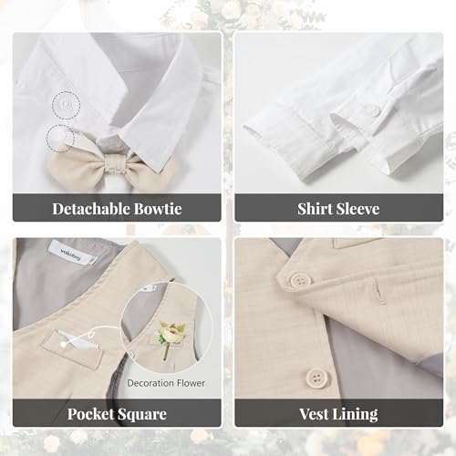 Image of Volunboy Baby Boys Formal Wedding Ring Bearer Outfits Toddler Gentleman Bowtie Vest Guest Suits Dress Shirt Pants Set