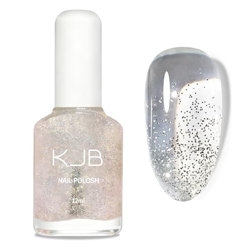 Esmalte de uñas transparente con purpurina, secado rápido y duradero, esmalte de uñas brillante brillante para el diseño de uñas DIY - Esmalte de uñas no tóxico de secado rápido - Sin lámpara UV