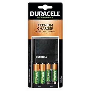 Duracell Ion Speed 4000 Battery Charger for AA and AAA batteries, Includes 2 Pre-Charged AA and 2 AAA Rechargeable…