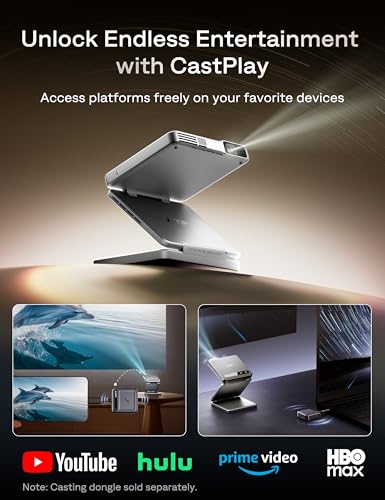 Image of ZIP Tri-Fold DLP Truly Mini Projector Bundle with CasePlay, MagPlay Mount, Zero-Lag Focus, One-Click Screen Mirroring, Full-Screen Mode, Type-C Fast Charging, 5,000mAh Battery, White