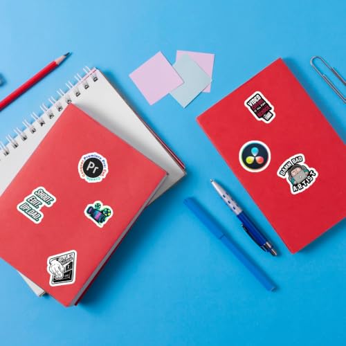 Image of Video Editor Waterproof Vinyl Stickers Pack of 50 | Editing, Premiere Pro, After Effects, Davinci Resolve, Filmmaker & Content Creator Decals for Laptop, Water Bottle, Notebook & Phone Case