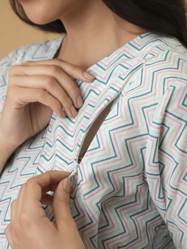 Image of The Mom Store Maternity and Nursing Dress | Pre and Post Pregnancy Dress for Womens | Zipper /Button Opening | Causal Wear | Trendy Stylish Causal Dresses for New Moms