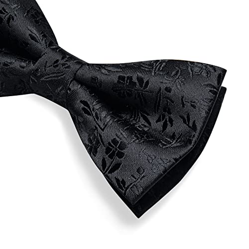 Image of DiBanGu Pre-Tied Bow Ties for Men Silk Adjustable Tuxedo Bowties Pocket Square Cufflinks Set with Lapel Pin Jacquard Woven
