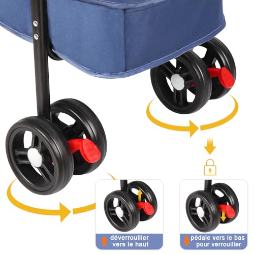 Homewell 2 in1 Faltbar Hundewagen Hundebox Transporttasche, klappbar Katzenwagen, Netzfenstern, Getränkehalter,für kleine Hunde Katz