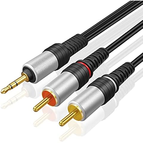 TNP 3,5 mm Klinke auf Cinch Kabel, Cinch Kabel - 1m, 3,5mm Klinkenstecker auf 2x Cinch-Stecker, AUX Chinch Kabel, bidirektionales Audiokabel für Kopfhörer Cover