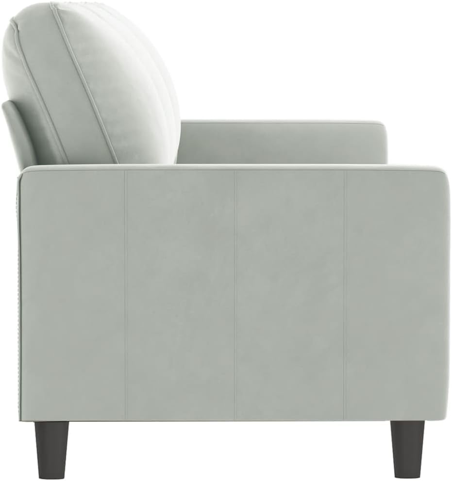 3-Seater Sofa Light Grey Velvet (100% Polyester) Living Room Furniture