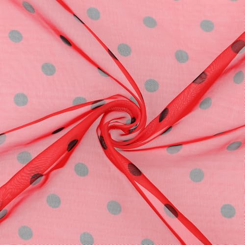 Women's 1950s Polka Dots Chiffon Square Scarf, Retro Pendant Necklace Scarves with Magnetic Buckle4