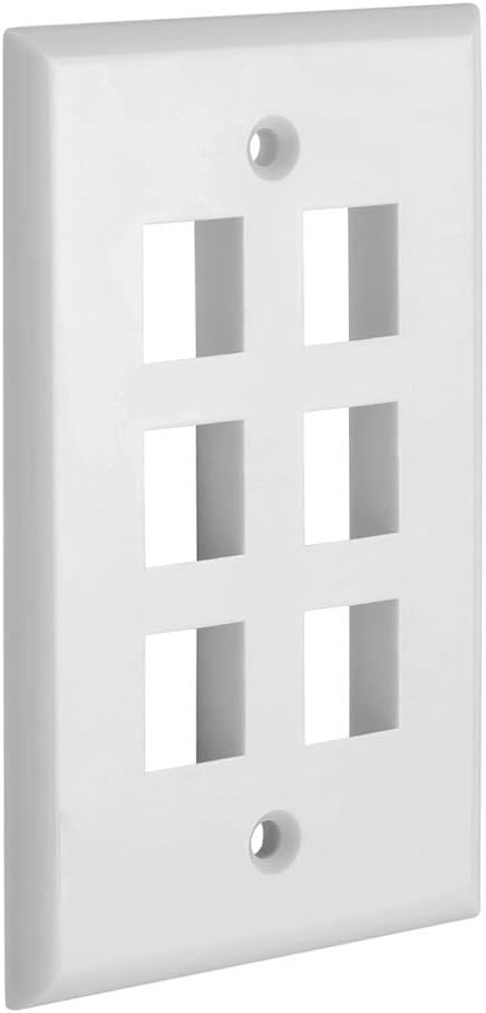Cmple 6 Hole Keystone Jack Wall Plate, White