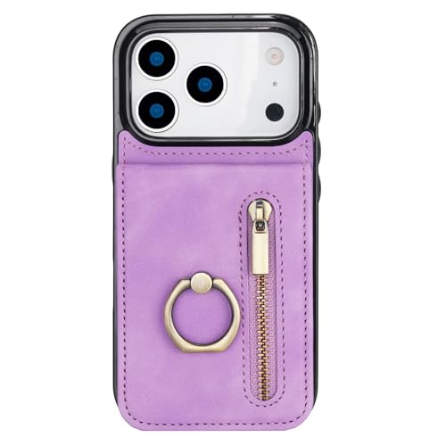 For IPhone 17/17 Pro/17 Air/17 Pro Max�p���U�[�J�o�[�ARFID�u���b�L���O�E�H���b�g�P�[�X�A�����O�X�^���h�@�\�t���A���g���ȗ����h�~�ی�V�F��,17,Purple