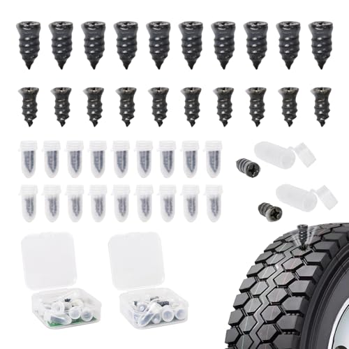 Image of 40Pcs Tire Repair Plug Kit,2 Size Fast Repair Tire Screw with Rubber Surface,Vacuum Tyre Repair Nail for Motorcycle,Car,Truck,Tractor,Electric Bike, JY00023