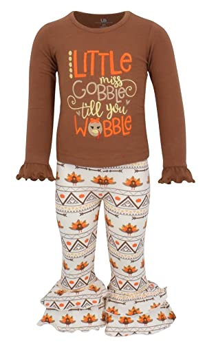 Unique Baby Girls 2 Piece Little Miss Gobble Turkey Thanksgiving Outfit (9)