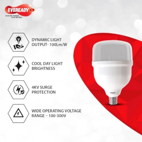 Eveready 40W LED Hammer Bulb with B22 Base, High CRI, 4KV Surge Protection, Energy Efficient & Long Life – Cool Daylight (6500K) for Home & Commercial Use - Image 3