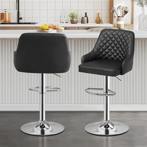 VECELO Adjustable Bar Stools Set of 2, Bar Height Stools for Kitchen Counter