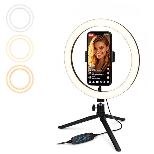 Ring Led Light da Tavolo 10' Regolabile per Selfie, Video, Foto, Tiktok...