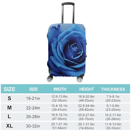 Romantic Blue Rose Luggage Cover, Washable Elastic Suitcase Cover Protector Fit 18-32 Inch Luggage2