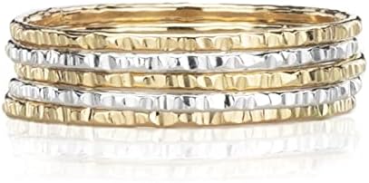 Soul Creek JewelryHammered Stacking Rings, Mixed Metal 14K Gold Fill and Sterling Silver Set of 5 Custom Made