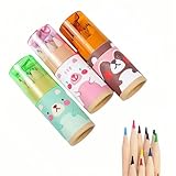 3-Pack Mini Portable Colored Pencils Set – 12 Colors Each (36 Total) with Built-In Sharpener, 3.35” Miniature Art Pencils in Portable Tubes- Ideal for School, Classrooms & On-The-Go Creativity