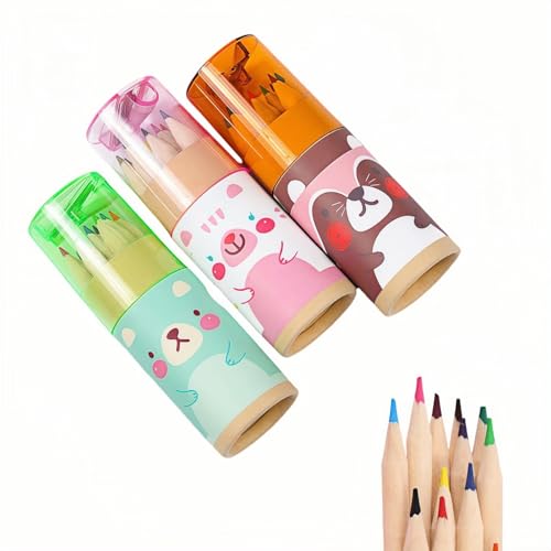 3-Pack Mini Portable Colored Pencils Set – 12 Colors Each