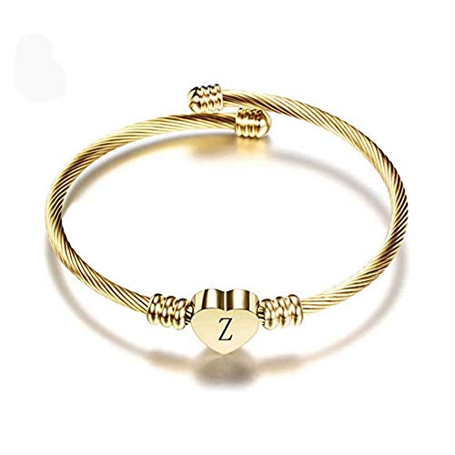 DWJSu Gold Initial Bracelet for Women Girls Alphabet 26 Friendship Letters Letter Bracelet Heart Charm Expandable Cuff Bracelets For Men
