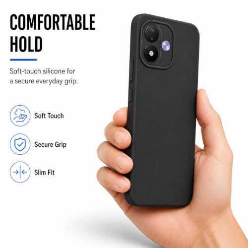 Image of FIRST MART Matte Silicone Back Cover for Redmi Note 17 - Black